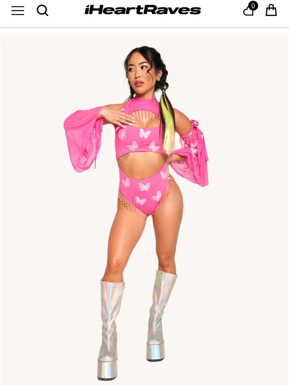 Sexy hot pink bodysuit with sleeves
